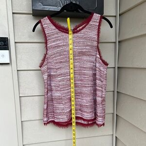 Vanessa Virginia by Anthropologie Striped Sleeveless Top - Red Wine